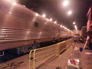 The Baggage Car and Silver Plate in their Santa Train location.